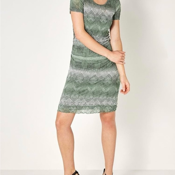 Hedge Green Fine Net Aztec Print Dress by Sandwich NWT - Size Medium - Picture 5 of 16